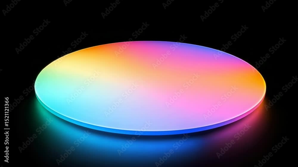 Poster A round object with colorful lights on a black background, perfect for technology or innovation concepts