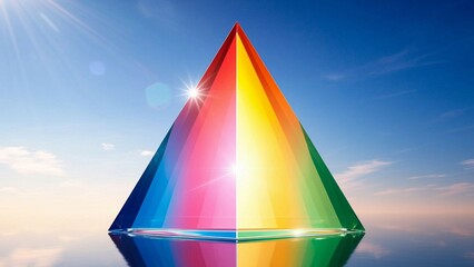 Rainbow pyramid reflecting on water