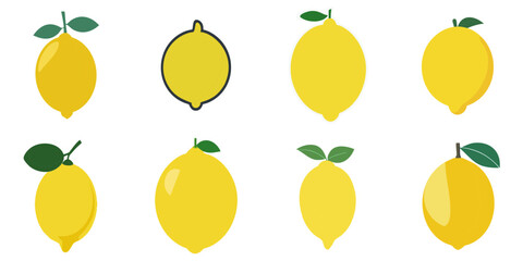 Multiple vector illustrations lemon, flat style

