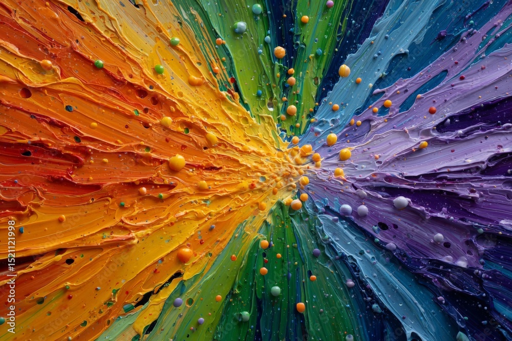 Aufkleber Colorful splashes of paint creating an explosion of vibrant hues on a textured surface