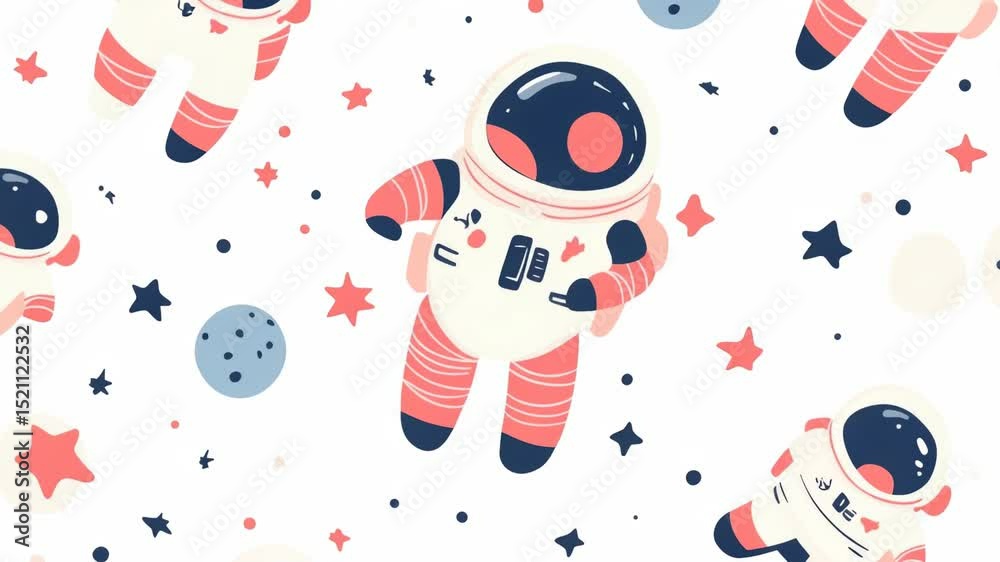 Aufkleber space-themed illustration with astronauts surrounded by stars, suitable for use in space-related pro