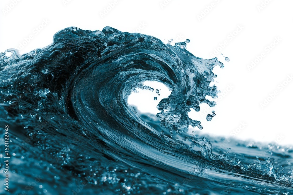Aufkleber dynamic ocean wave crashing with splashes captured in turquoise hues during daylight