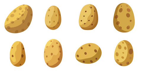 Obraz premium Multiple vector illustrations potato, flat style 
