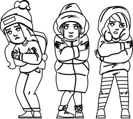 fear kid girl shiver vector