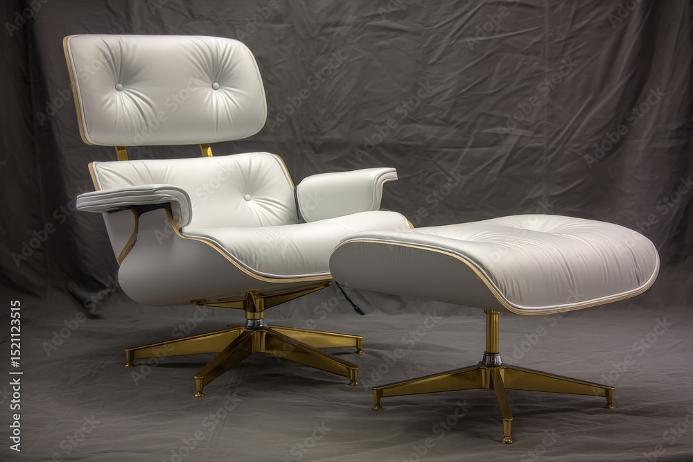 Aufkleber elegant modern chair with matching ottoman set against a dark backdrop in a stylish interior setting