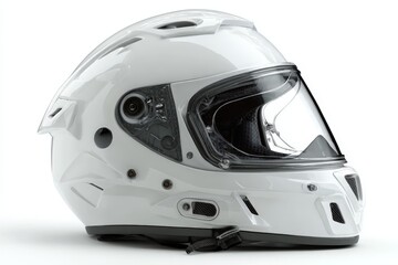 Fototapeta premium High-quality white motorcycle helmet with visor for safe riding in various conditions