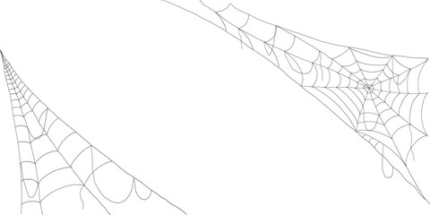 Haunted corner cobwebs silhouette set spooky spider web elements for horror illustrations