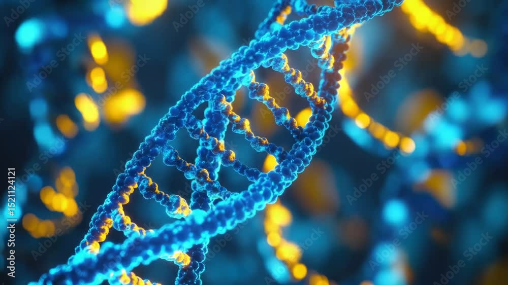 Aufkleber Close-up view of a double-stranded DNA molecule, illustrating the structure and bonding between nucleotides