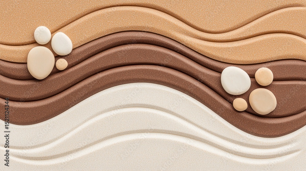 Poster Multicolored waves with smooth stones create a visually interesting design