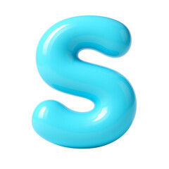 Naklejka premium 3D icon of Aqua blue letter s isolated on transparent background