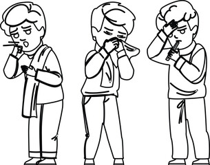 cough sick kid boy vector