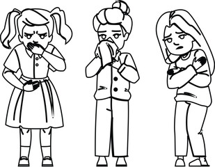 cough sick kid girl vector