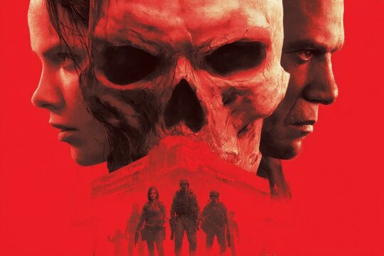 Intense battle against dark forces in a dystopian cityscape featuring suspenseful characters and dramatic visuals