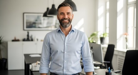 Fototapeta premium Smiling mature businessman in modern office.