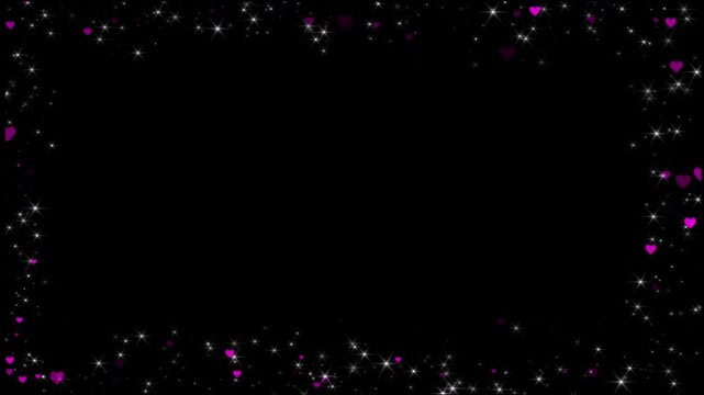 Valentine's day Frame Of Red Hearts For Valentines Day frame hearts for overlay Greeting love frame of hearts. Festive border of bokeh, sparkles, social media love heart animation shiny glitter hearts