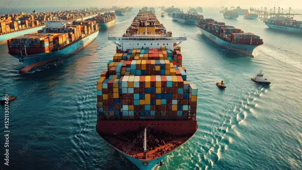 Leinwandbilder a large container ship sailing on open waters, great for use in travel or industry-related contexts