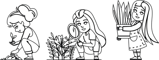 blossom botanical kid girl vector