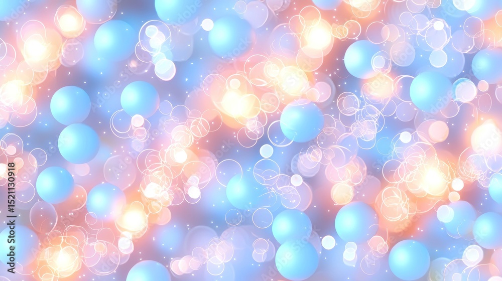 Aufkleber Abstract image featuring floating spheres and bokeh lights in soft colors