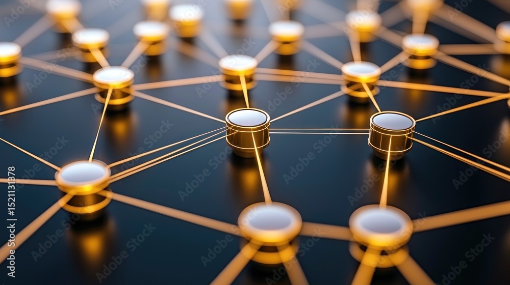 Poster Abstract depiction of a digital network with interconnected nodes