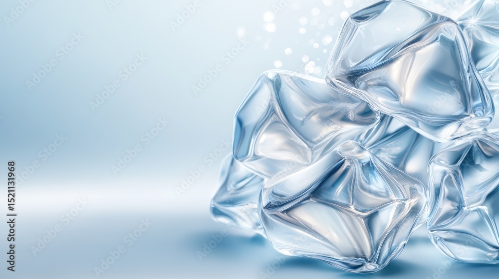 Aufkleber stacked ice cubes reflecting light on a smooth surface