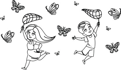 entomology butterfly catch net vector