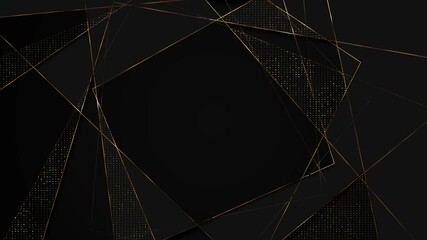 Abstract luxury golden line geometric random stripes lights lines squares triangles shape bokeh swirl. Dust particles. luxury greetings, business, technology. presentations, wallpaper backgrounds - Powered by Adobe