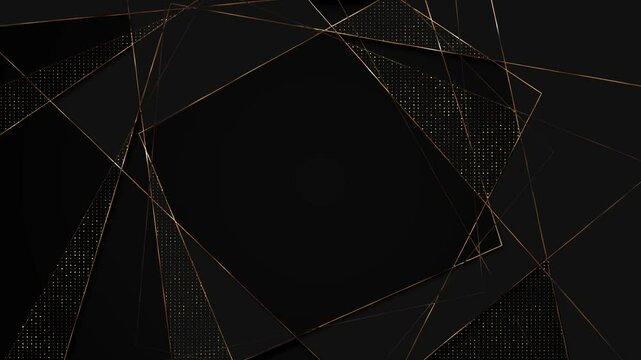 Abstract luxury golden line geometric random stripes lights lines squares triangles shape bokeh swirl. Dust particles. luxury greetings, business, technology. presentations, wallpaper backgrounds