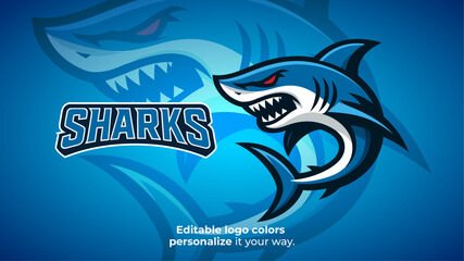 Curved Attack Shark Mascot Logo – Fantasy Predator for Esports or Gaming Brand
