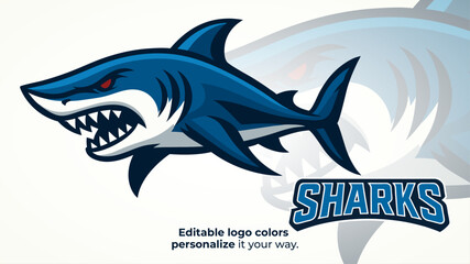 Side View Shark Mascot Logo in Motion – Esports or Gaming Character Vector
