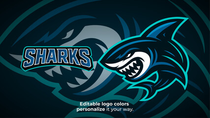 Aggressive Shark Mascot Logo with Blue Glow – Esports or Gaming Team Vector
