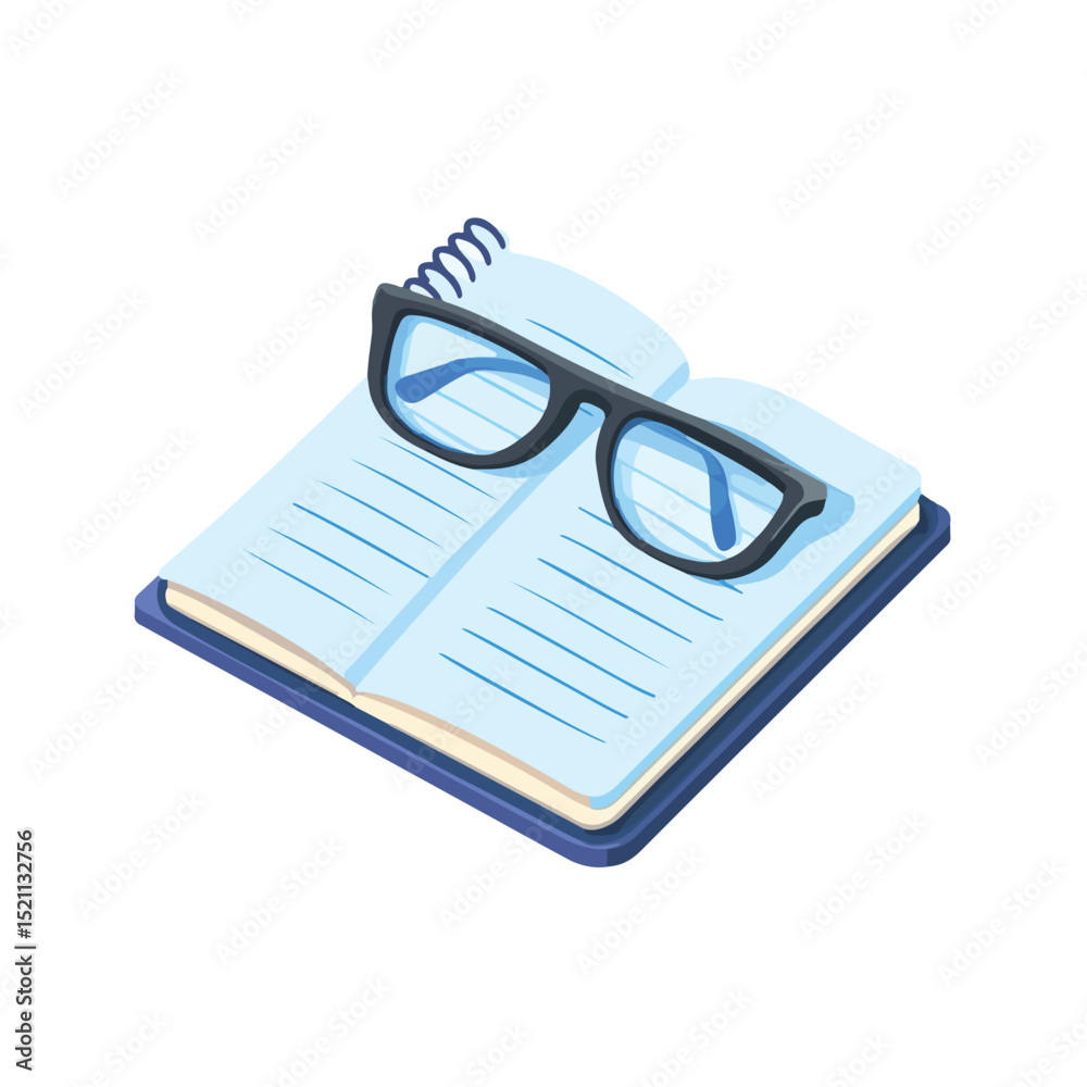 Canvas Prints professional vector illustration of notebook and glasses icon for business and office use