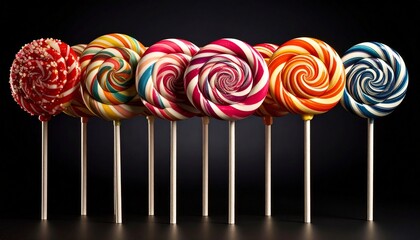 colorful lollipop on a wooden background