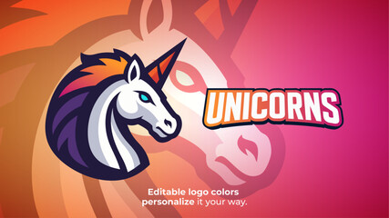 Colorful Unicorn Mascot Logo – Fantasy Animal for Esports or Gaming Brand Vector
