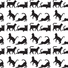 vector black and white cat shadow pattern with premium quality