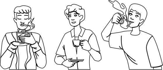 tea coffee man cup vector