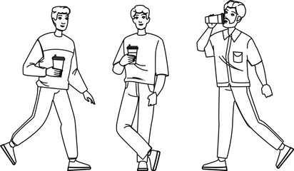 cup coffee man to go vector