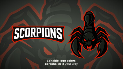 Black and Red Scorpion Mascot Logo – Aggressive Gaming or Esports Avatar Vector
