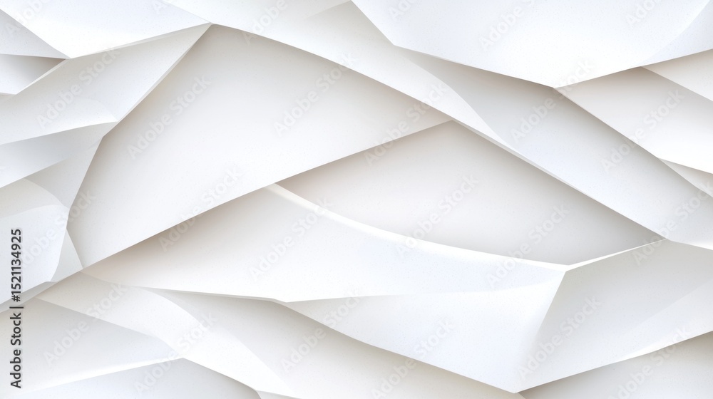 Aufkleber Abstract white geometric patterns create layered three dimensional design