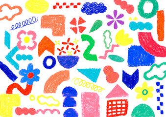 クレヨンで描いたビビットカラーイラスト A