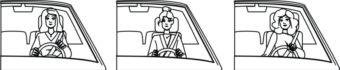 drive driving car woman vector
