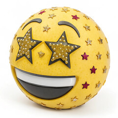 Sparkling Emoji:  A Festive, Glittery Smiley Face Decoration isolated on transparent background
