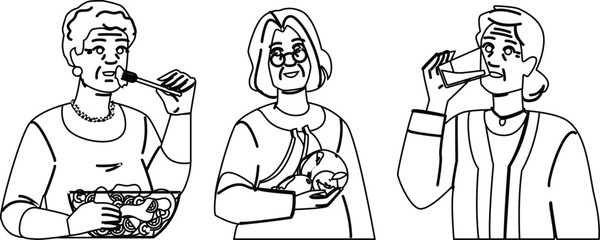 vitamins elderly woman nutrition vector