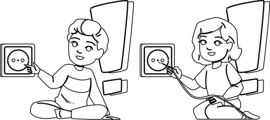 accident electric safety kid vector