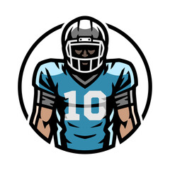 American football player logo, emblem.