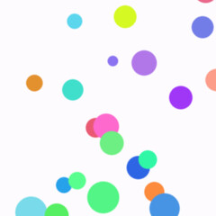 A vibrant scattering of multicolored circles on a bright white background.