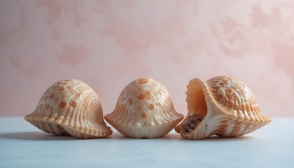 Conches Background with Natural Seashell Texture Coastal Marine Design