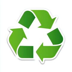 Obraz premium green recycling symbol sticker, eco-friendly theme, clean vector style, isolated on white background
