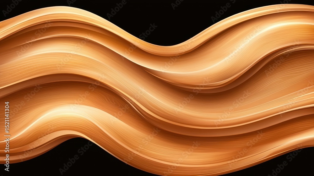 Poster Golden abstract waves with light create a flowing pattern