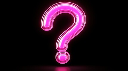Glowing pink question mark symbol isolated on black background