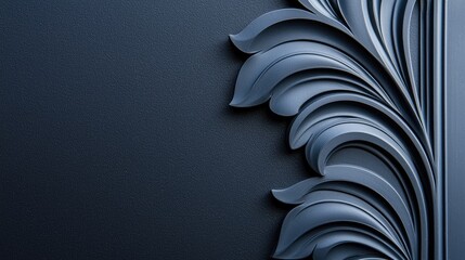 Elegant ornamental leaf design contrasts against a dark textured background